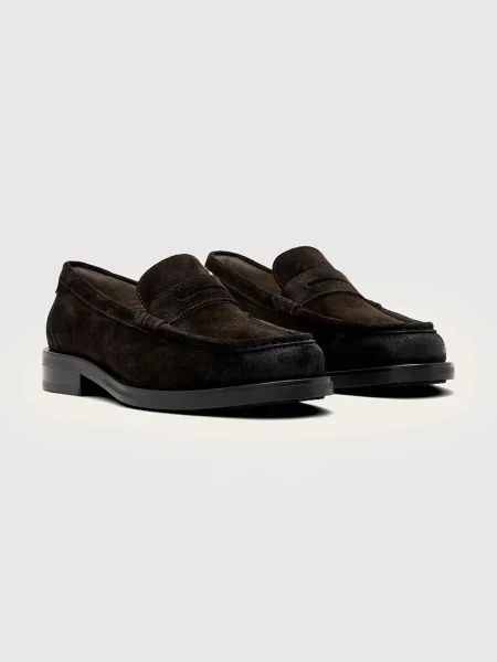 AllSaints mokasyny zamszowe Bloom Suede Loafer brązowe