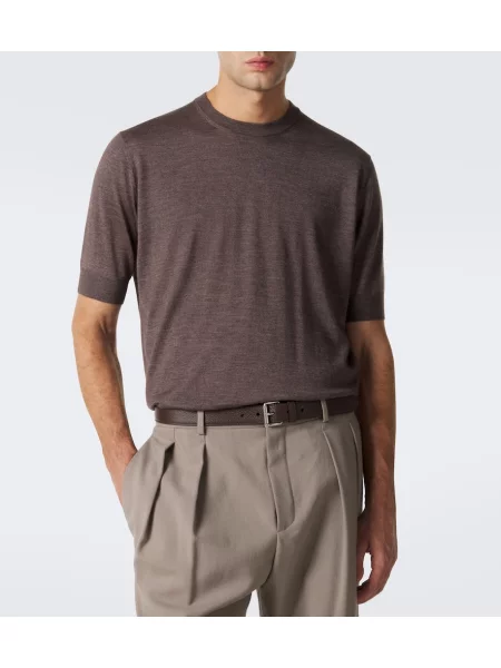 Pulover Thom Sweeney de mătase maro
