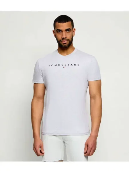 Tommy Jeans Póló Linear Logo szürke