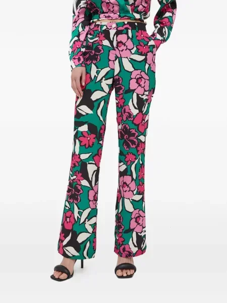 Pantaloni Morgan cu model floral verde