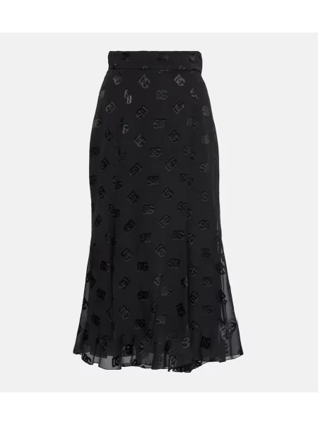 Fustă midi Dolce&gabbana din satin până la genunchi negru