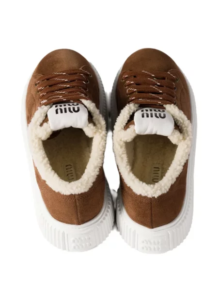 Sneakerși Miu Miu din piele de căprioară maro