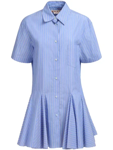 Rochie tip cămașă Marni cu dungi de costum albastru