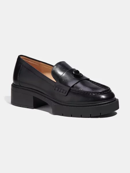 Pantofi loafer Coach din piele slip-on negru