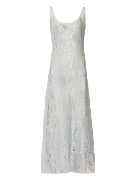 Dzianinowa sukienka maxi Fabiana Filippi ażurowa garniturowa niebieska