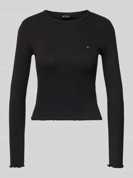 Bluzka z długim rękawem o kroju slim fit z mieszanki bawełny Tommy Jeans czarna
