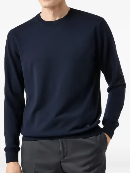 Дълго пуловер Corneliani с кръгло деколте синьо