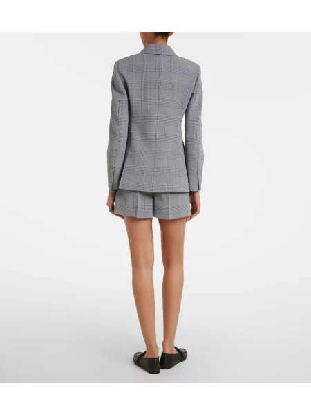 Vlnené kockované šortky Max Mara čierna