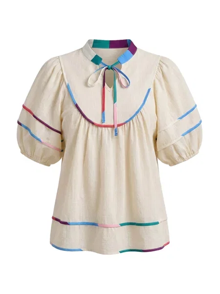 Imily Bela Bluză / albastru / roz / roșu bej