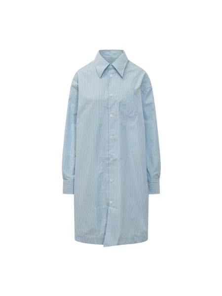 Szeroka sukienka koszulowa Ami Paris garniturowa niebieska