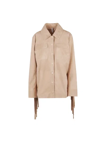 Kurtka skórzana Liviana Conti beżowa