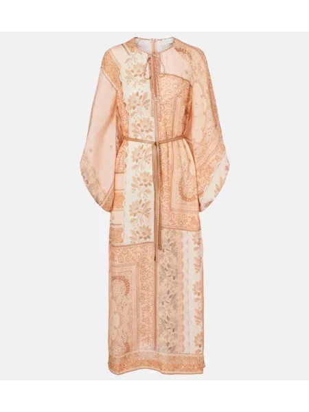 Rochie midi Zimmermann de in cu imagine până la genunchi portocaliu