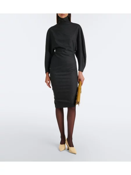 Rochie midi Khaite de lână negru