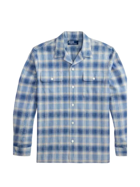 Pletený kostkovaný čepice Polo Ralph Lauren s kapucí modrý