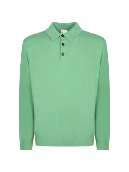 Lung tricou polo Paul Smith din cașmir verde