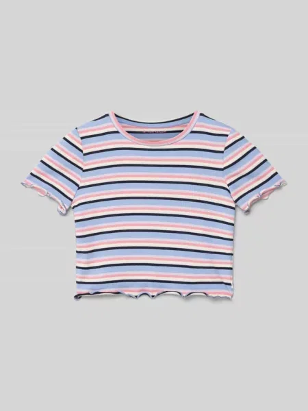 T-shirt z o kroju regular fit z błyszczącą przędzą Tom Tailor błękitna