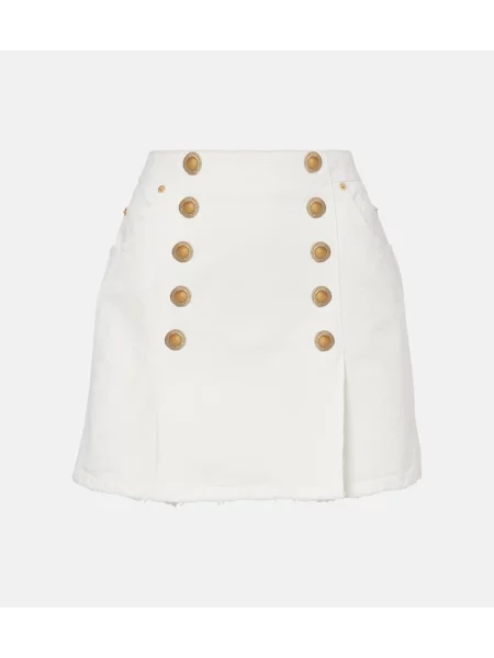 Fusta plisata Balmain plisată din canvas alb