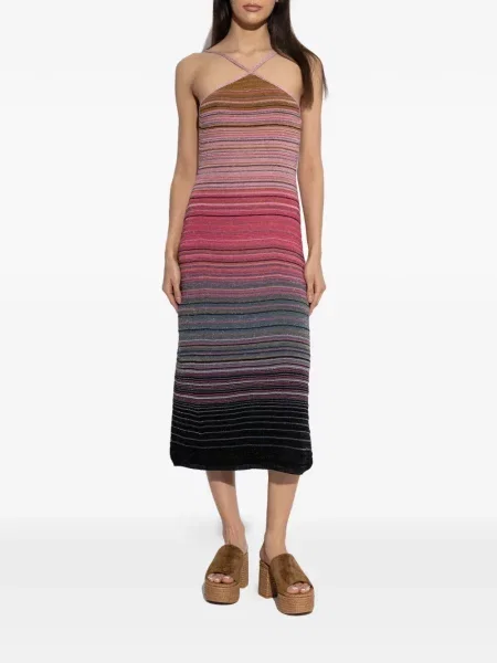 Dryžuota midi suknelė Akep rožinė