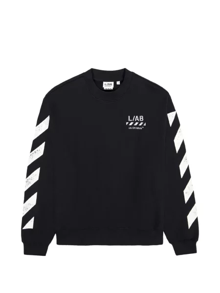Hanorac crewneck L/ab C/o Off-white cu decolteu rotund alb