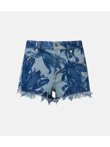 Pantaloni scurți din denim Loewe cu imagine albastru