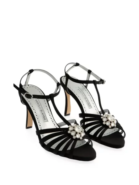 Sandale Manolo Blahnik din satin negru