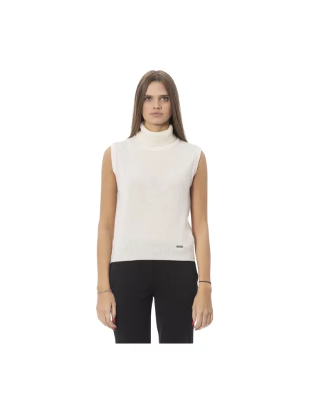 Sweter wełniany Baldinini wełniany biały