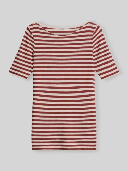 T-shirt o kroju regular fit z czystej bawełny Marc O'polo bordowa