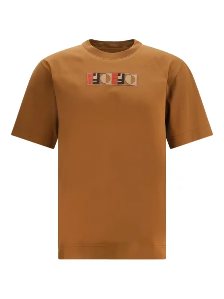 Тениска Fendi бродирана кафяво