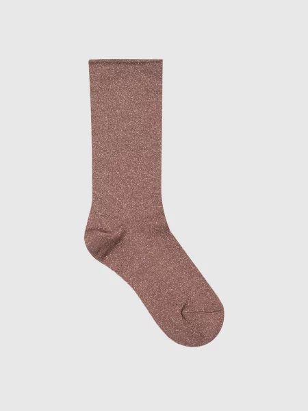 Шкарпетки з кашеміром та шовком з люрексом Brunello Cucinelli коричневі