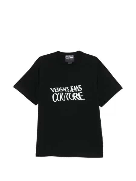 Marškinėliai Versace Jeans Couture su autografu juoda
