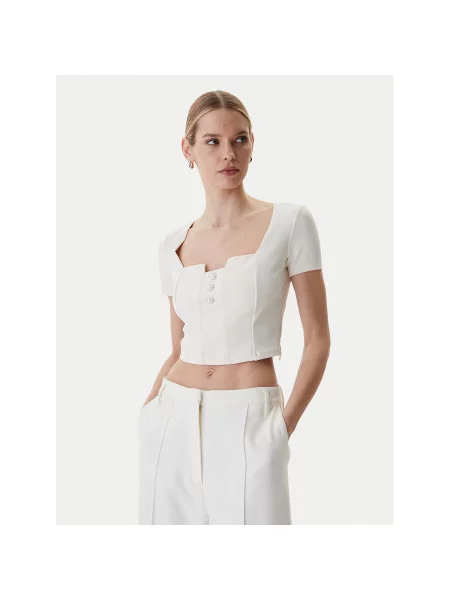 Guess Bluza Écru Classic Fit