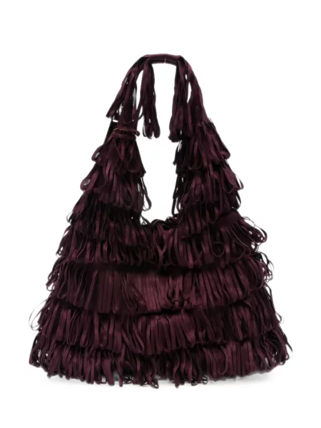 Geantă shopper La Milanesa cu franjuri violet