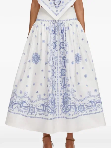 Haftowana spódnica maxi Self-portrait z wzorem paisley biała
