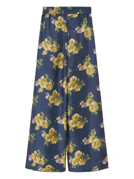 Pantaloni La Doublej cu model floral cu imagine albastru