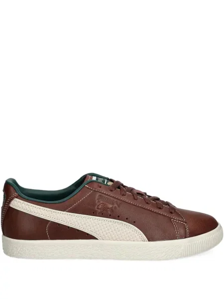 Sneakerși Puma Clyde cu șireturi din piele maro
