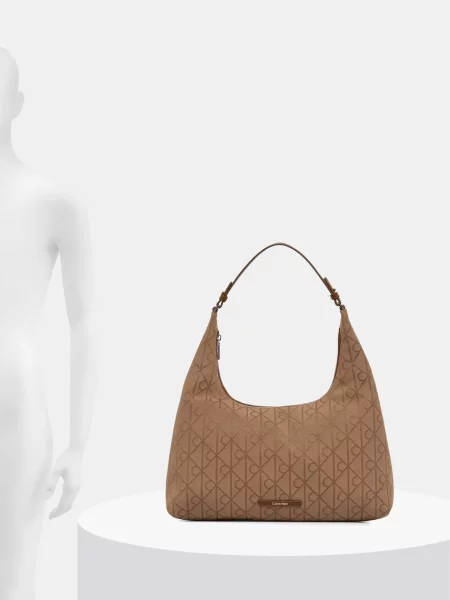 Calvin Klein Táska Emblem Jacquard Barna bézs