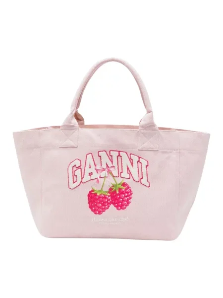 Shopperka Ganni płócienna różowa