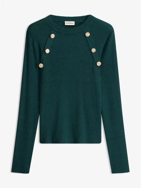 Sweter z cienkiej dzianiny z mieszanki zielony
