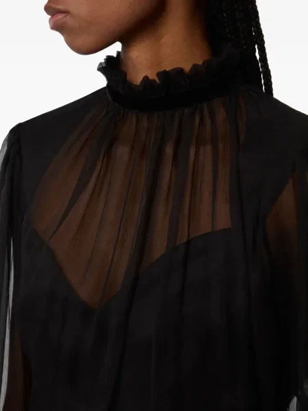 Top Nina Ricci cu volane negru