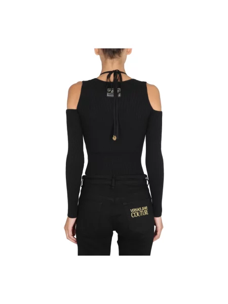 Sweter Versace Jeans Couture z odkrytymi ramionami czarny