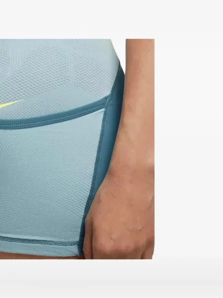 Pantaloni scurți Nike alergare cu talie înaltă în carouri albastru