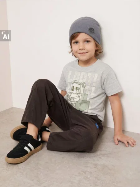 Sinsay tričko s gamingovým potiskem šedá
