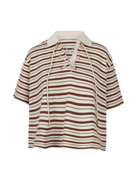 Koszulka polo Moncler w paski beżowa