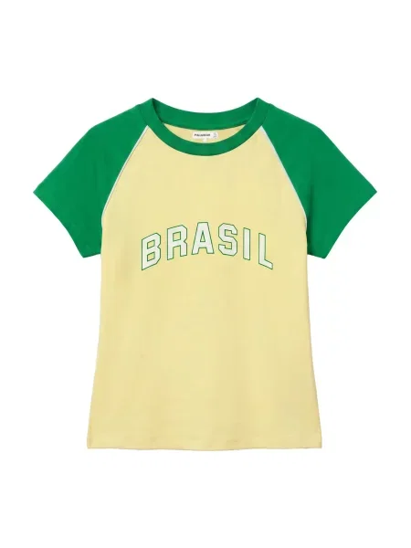 Pull&Bear Tricou BRASIL galben / verde alb