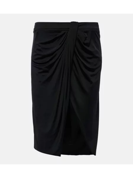 Fustă midi Tom Ford din jerseu drapată până la genunchi negru