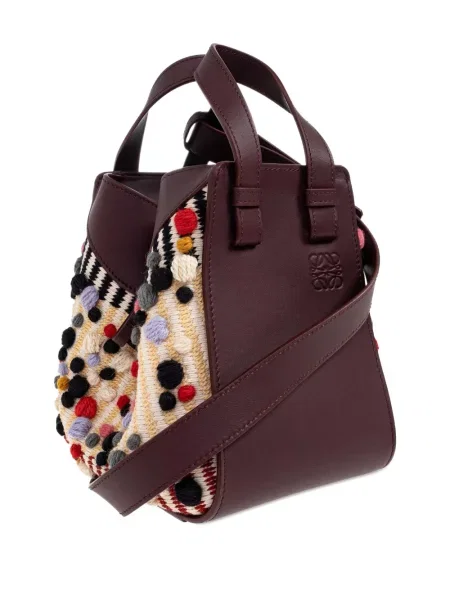 Torebka skórzana Loewe skórzana z pomponem czerwona