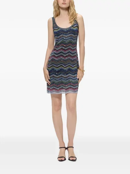 Rochie mini Missoni cu paiete tricotate albastru