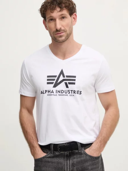 Тениска Alpha Industries с принт бяло