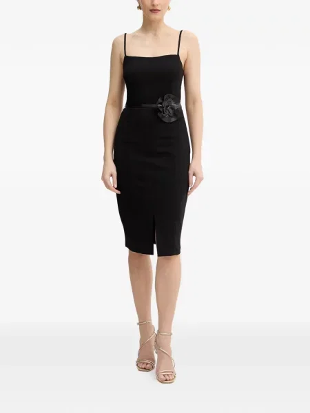 Rochie midi Guess cu model floral cu aplicații negru