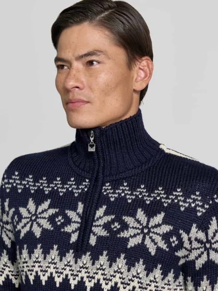 Sweter o kroju slim fit z mieszanki wełny model Myking' Dale Of Norway granatowy